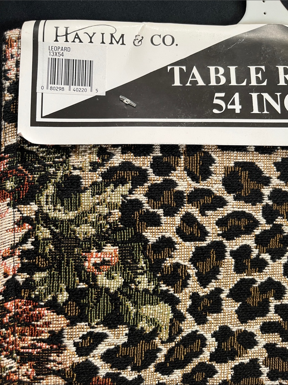 Vtg LEOPARD Tapestry Print 54” Long Table Runner Hayim & Co Made India NWT